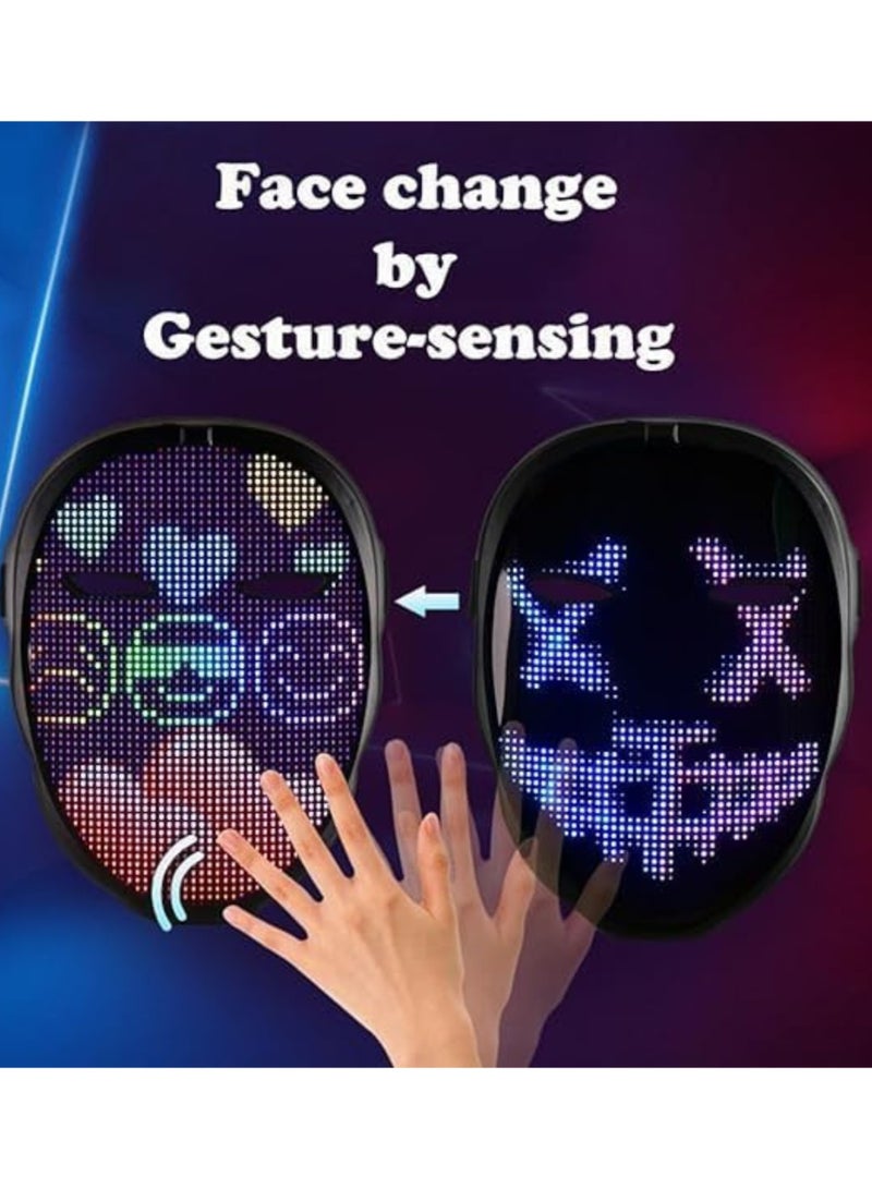 بيتشو قناع وجه LED مع بلوتوث قابل للبرمجة، قناع LED للهالوين قناع مضيء رقمي للزي التنكري، تطبيق متوافق محدث يتم التحكم فيه، قناع لامع قابل للتخصيص - Image 4