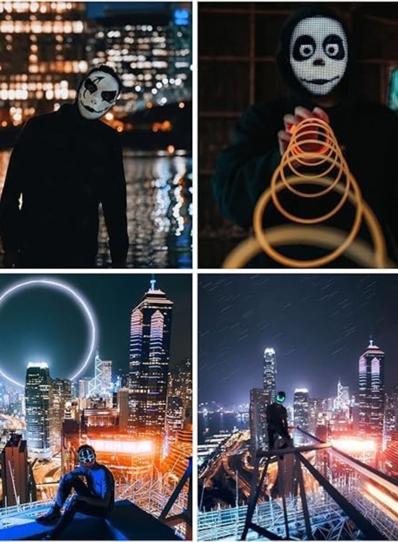 بيتشو قناع وجه LED مع بلوتوث قابل للبرمجة، قناع LED للهالوين قناع مضيء رقمي للزي التنكري، تطبيق متوافق محدث يتم التحكم فيه، قناع لامع قابل للتخصيص - Image 2