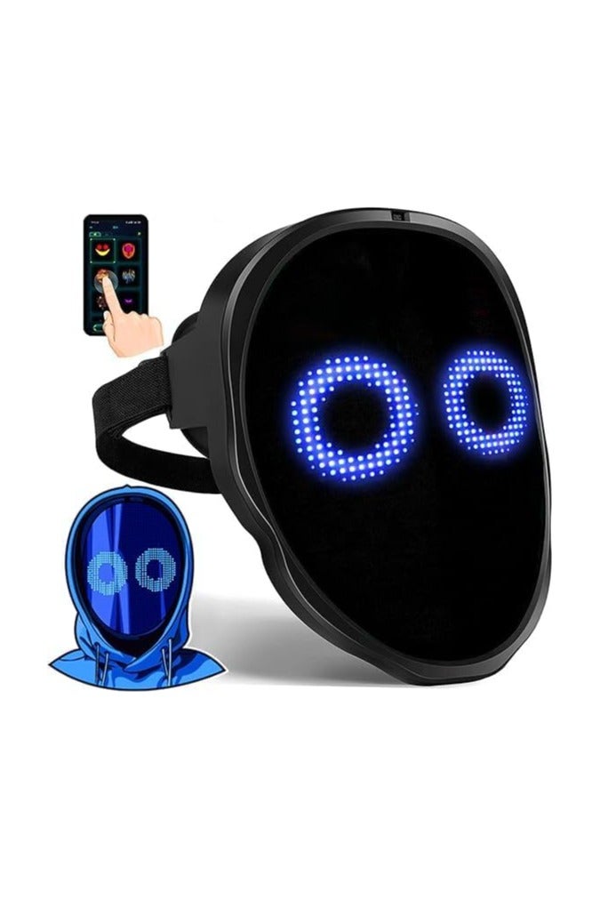 بيتشو قناع وجه LED مع بلوتوث قابل للبرمجة، قناع LED للهالوين قناع مضيء رقمي للزي التنكري، تطبيق متوافق محدث يتم التحكم فيه، قناع لامع قابل للتخصيص - Image 1
