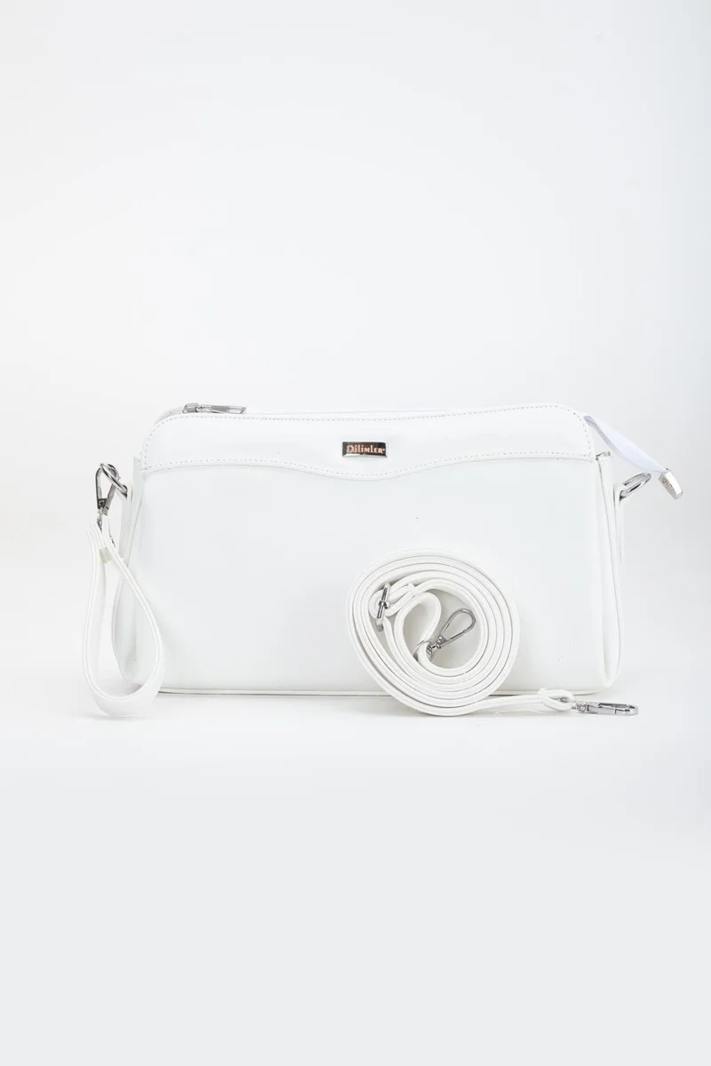 Dilimler Ayakkabı Women's Clutch Wallet Bag White 3 Compartments Long Short Strap
