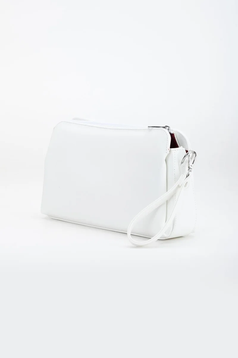 Dilimler Ayakkabı Women's Clutch Wallet Bag White 3 Compartments Long Short Strap