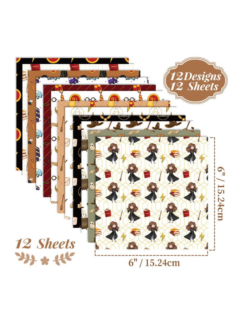 Generic Harry Potter Themed Decorative Paper Set – 12 Sheets of Magical Stationery for Scrapbooking, Card Making, DIY Projects, and Hobby Crafts – Ideal for Fans, Journals, and Planner Decoration  - Image 2