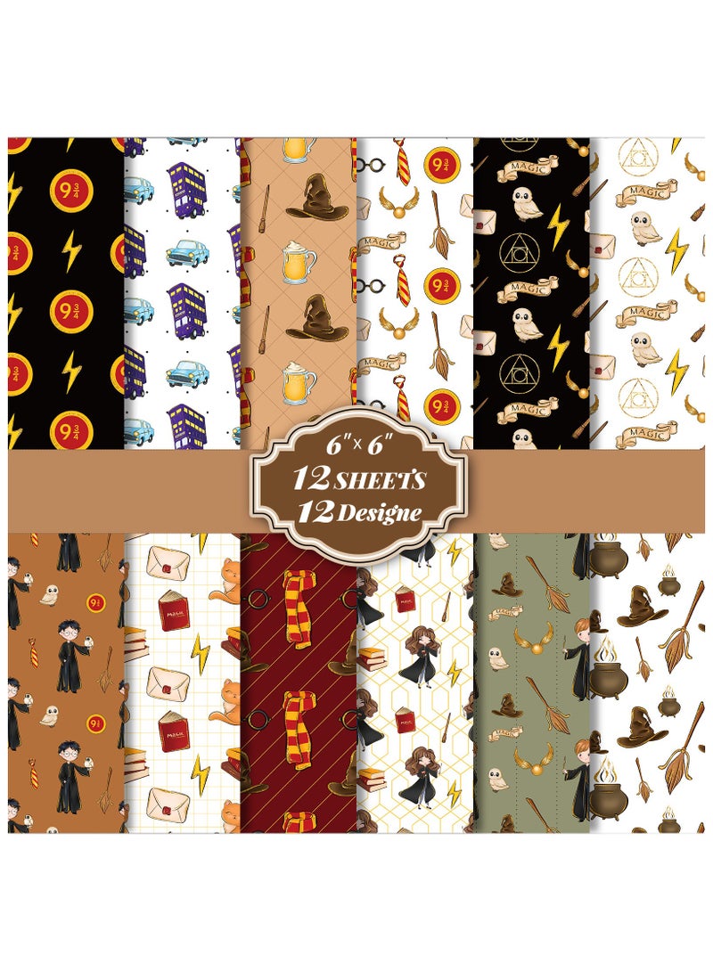 Generic Harry Potter Themed Decorative Paper Set – 12 Sheets of Magical Stationery for Scrapbooking, Card Making, DIY Projects, and Hobby Crafts – Ideal for Fans, Journals, and Planner Decoration  - Image 3