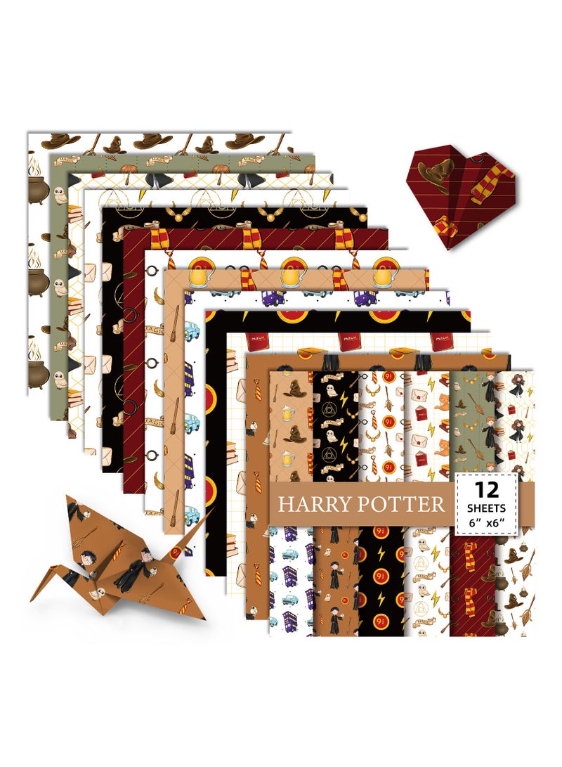 Generic Harry Potter Themed Decorative Paper Set – 12 Sheets of Magical Stationery for Scrapbooking, Card Making, DIY Projects, and Hobby Crafts – Ideal for Fans, Journals, and Planner Decoration  - Image 1