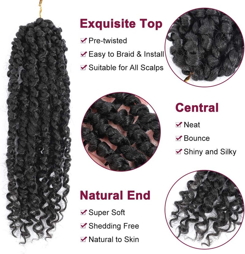 NAYOO Passion Twist Hair - 8 Packs 14 Inch Passion Twist Crochet Hair For Women, Crochet Pretwisted Curly Hair Passion Twists Synthetic Braiding Hair Extensions (14 Inch 8 Packs, 2) - Image 3