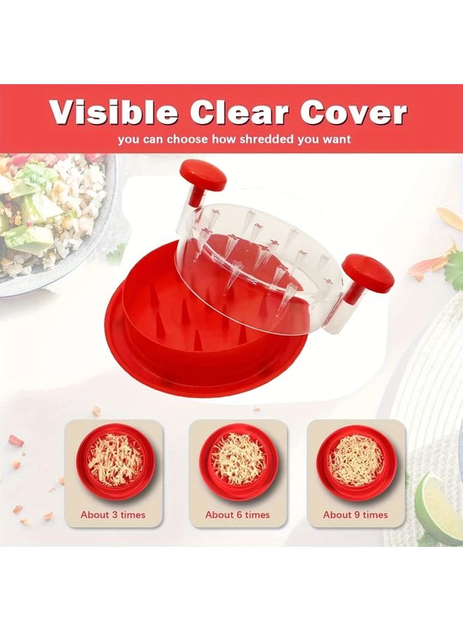 Bright Red Chicken Shredder Tool with Clear Cover and Non Skid Base - Image 1