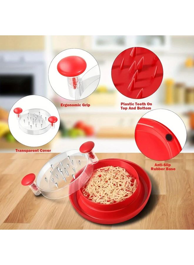 Bright Red Chicken Shredder Tool with Clear Cover and Non Skid Base - Image 4