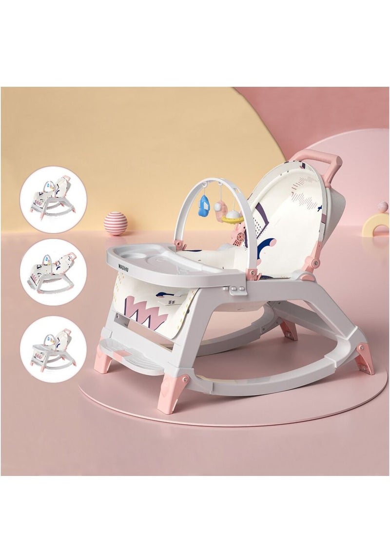 WALALLA - Foldable Adjustable Multifunctional 3 in 1 Baby Bouncer Rocking Sitting, Lying and Dinning Chair with Music Toy - Image 1