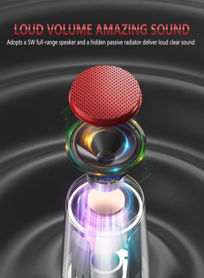 INSMY Small Bluetooth Speaker, Waterproof Mini Portable Wireless Speaker, Punchy Bass Rich Audio Stereo Pairing, Handheld Pocket Size, Built in Mic for Hiking Biking Gift Laptop Tablet (Red) - Image 5