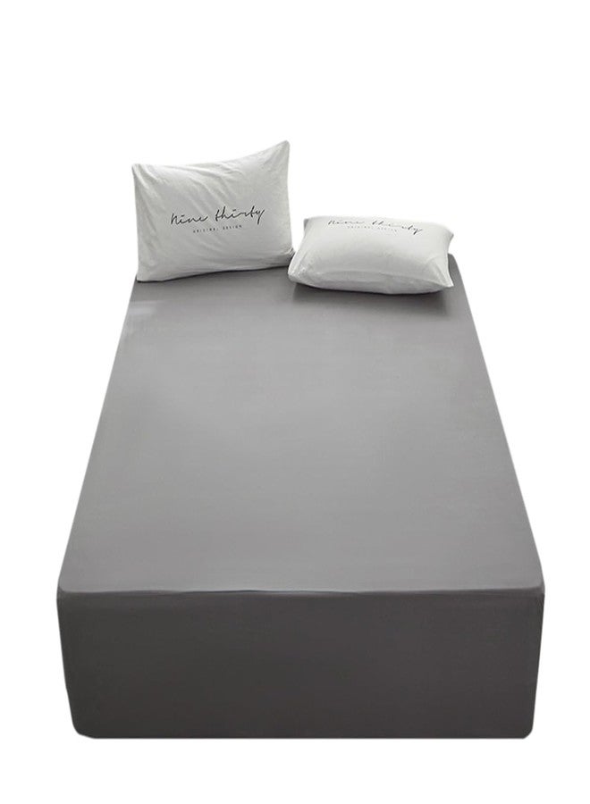 rushrushlulu Bedding Twin Size Fitted Sheet Only-Twin Size Deep Pocket Bottom Fitted Sheet Fits 15inches Bed Matress Sheet Soft and Microfiber Easy Care-Light Gray - Image 1