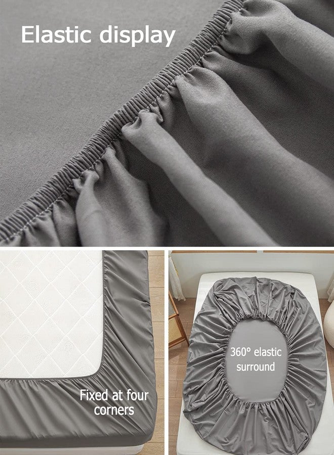 rushrushlulu Bedding Twin Size Fitted Sheet Only-Twin Size Deep Pocket Bottom Fitted Sheet Fits 15inches Bed Matress Sheet Soft and Microfiber Easy Care-Light Gray - Image 4