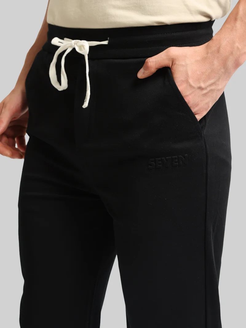 مانياك Maniac Mens Solid Black Baggy Cotton Blend Baggy Trackpant