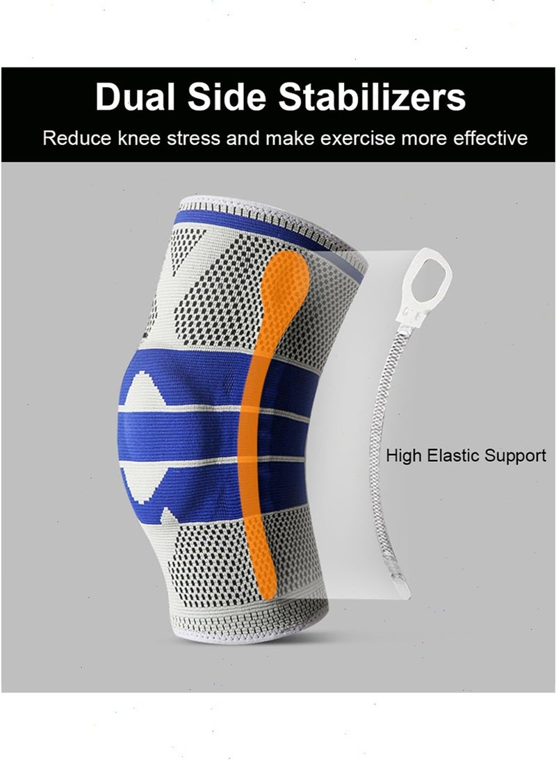 Yoawllty Compression Knee Brace, 2pcs Targeted Support for Pain Relief and Stabilization of The Knee, Knee Support Compression Sleeve, Workout Sports Knee Braces for Knee, Meniscus Tear - Image 3