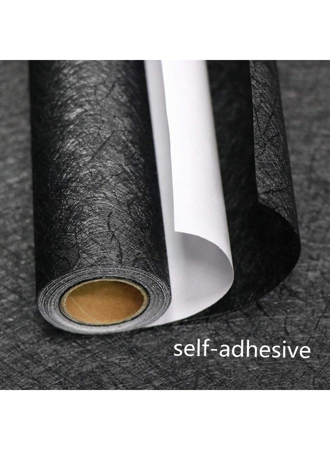 Abyssaly 23.6 inch X 196.8 inch Black Silk Wallpaper Embossed Self Adhesive Peel and Stick Wallpaper Removable Kitchen Wallpaper Vinyl Black Wallpaper Cabinet Furniture Countertop Shelf Paper - Image 2