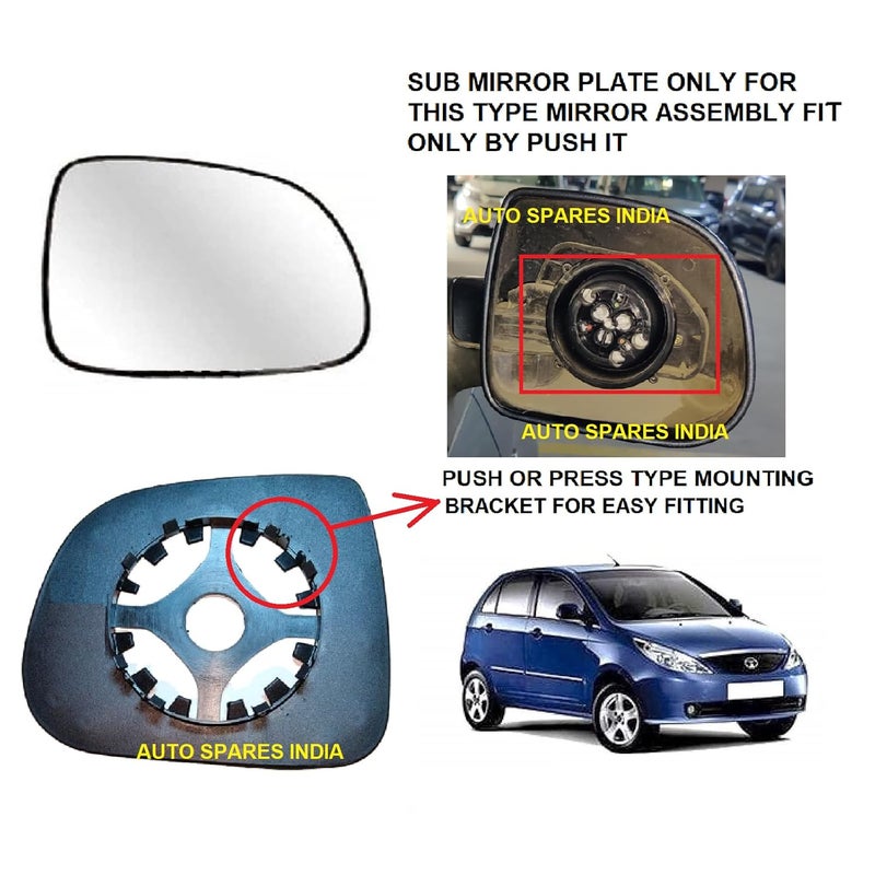 STYCARO ORVM Side View Mirror Glass/Sub Mirror Plate compatible with Tata Indica Vista 2008-2015 Model (RIGHT DRIVER SIDE) - Image 2