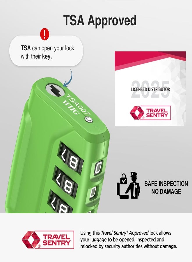 Puroma 2 Pack TSA Approved Luggage Locks, 4 Digit Combination Travel Locks Resettable Code Lock with Zinc Alloy Body for Suitcase, Toolbox, Backpack, Bag, Gym Locker (Green) - Image 2