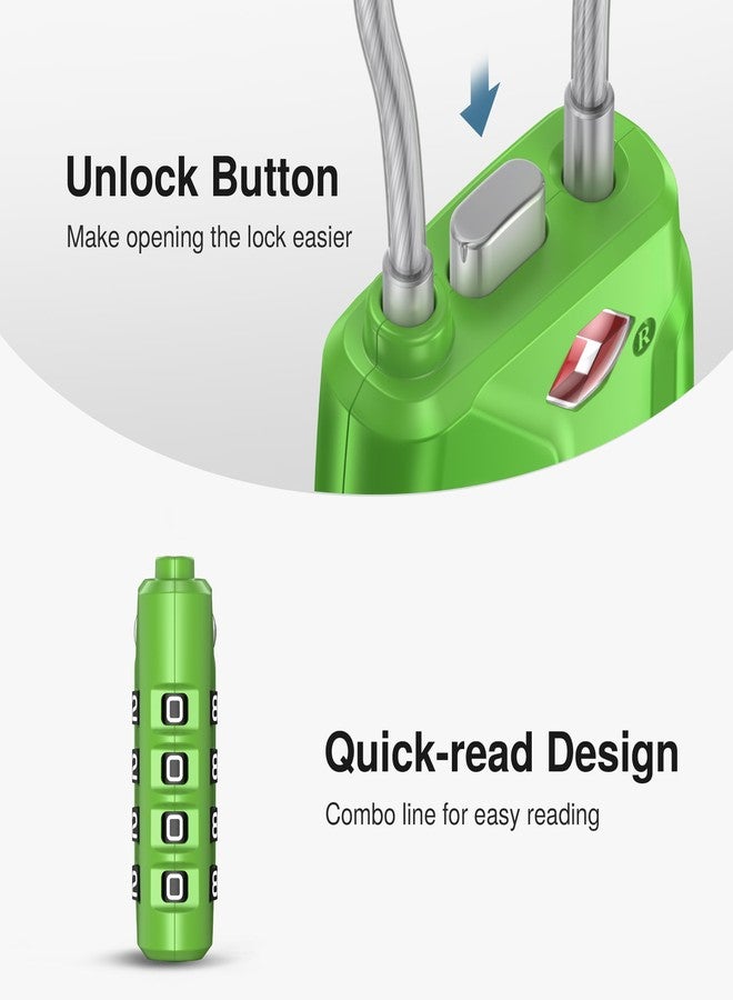 Puroma 2 Pack TSA Approved Luggage Locks, 4 Digit Combination Travel Locks Resettable Code Lock with Zinc Alloy Body for Suitcase, Toolbox, Backpack, Bag, Gym Locker (Green) - Image 4