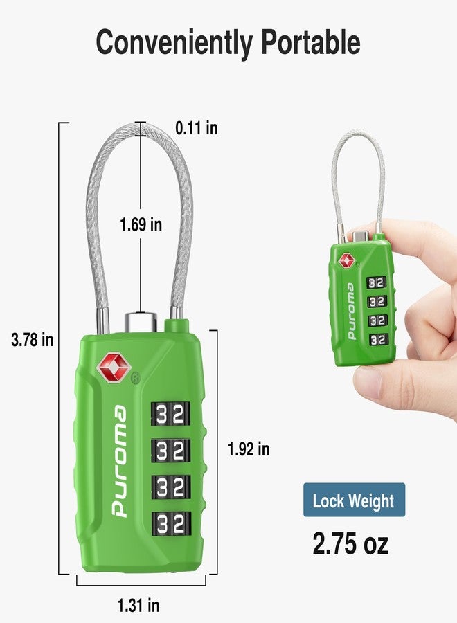 Puroma 2 Pack TSA Approved Luggage Locks, 4 Digit Combination Travel Locks Resettable Code Lock with Zinc Alloy Body for Suitcase, Toolbox, Backpack, Bag, Gym Locker (Green) - Image 3