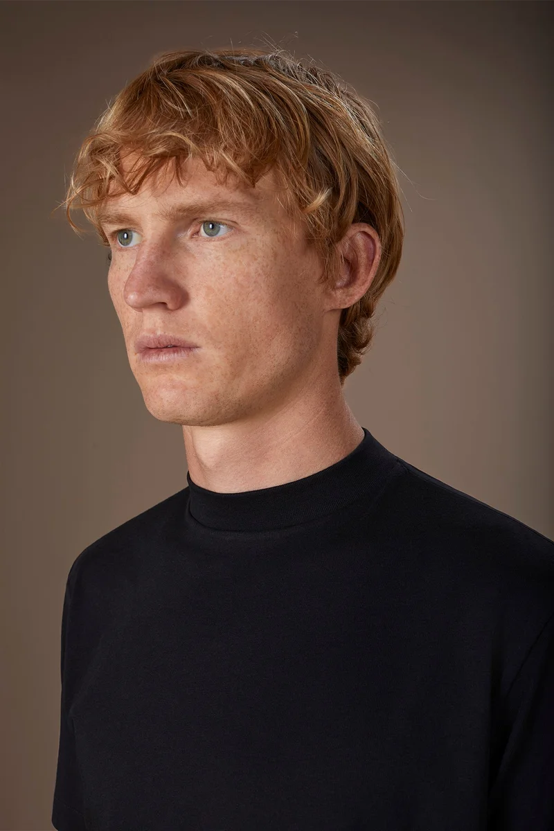 Doppelganger Black Men's regular fit turtleneck T-shirt - Black for Men | Best Price UAE