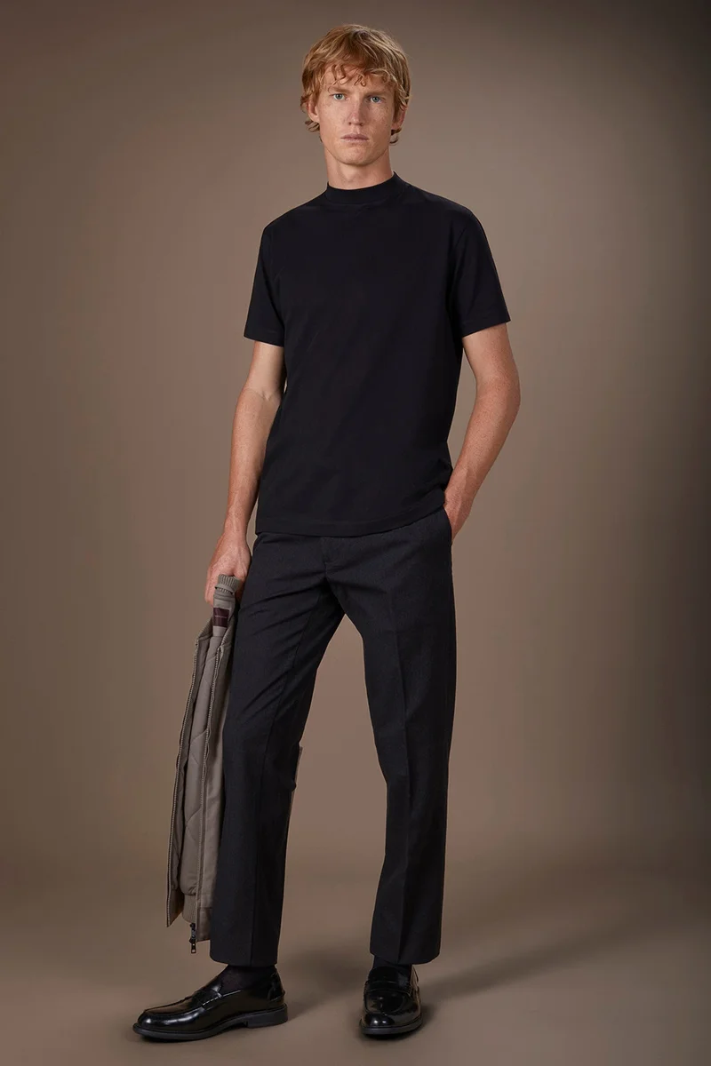 Doppelganger Black Men's regular fit turtleneck T-shirt - Black for Men | Best Price UAE