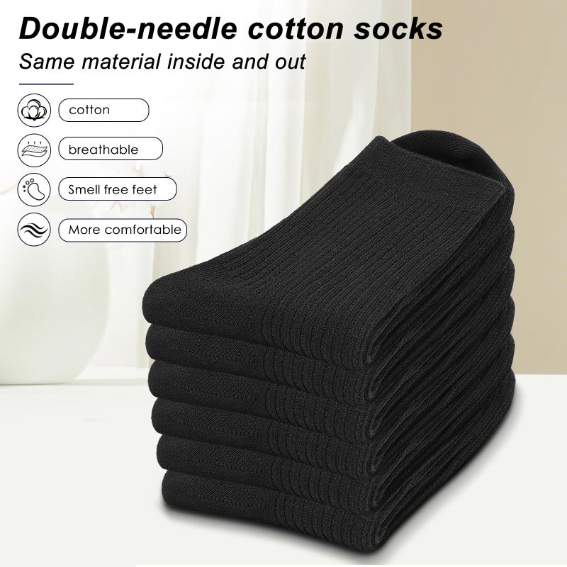 AHYOQCS Womens Crew Socks Size 5-9 Cute Casual Athletic Crew Neutral Long Fall Cotton Socks for Women 6 Pack (US, Alpha, One Size, Regular, Regular, Black) - Image 4