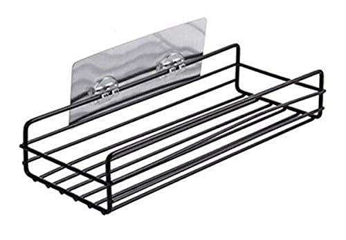 GION GION Multipurpose Wall Holder Storage Rack with Strong Magic Sticker Metal Iron Shampoo Bottle Stand For Bathroom Accessories 1Pcs Black White - Image 2