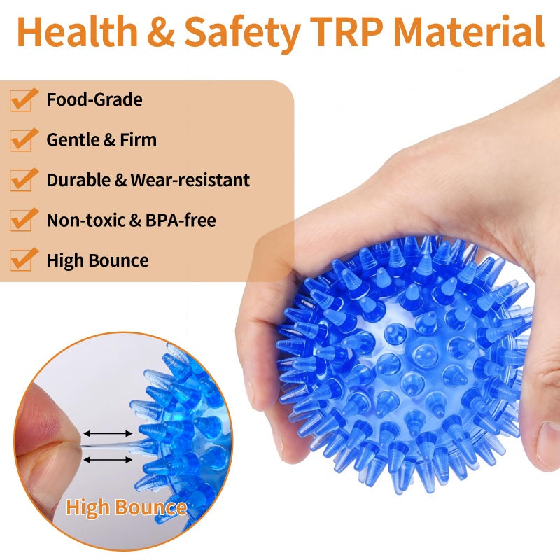 Mkobon 6 Pack Squeaky Spiky Dog Balls, Puppy Chew Toys for Teething, Food-Grade TPR Rubber Durable, Interactive Fetch Floating Dog Pool Ball Toy for Chewers for Small Medium (Small) - Image 3