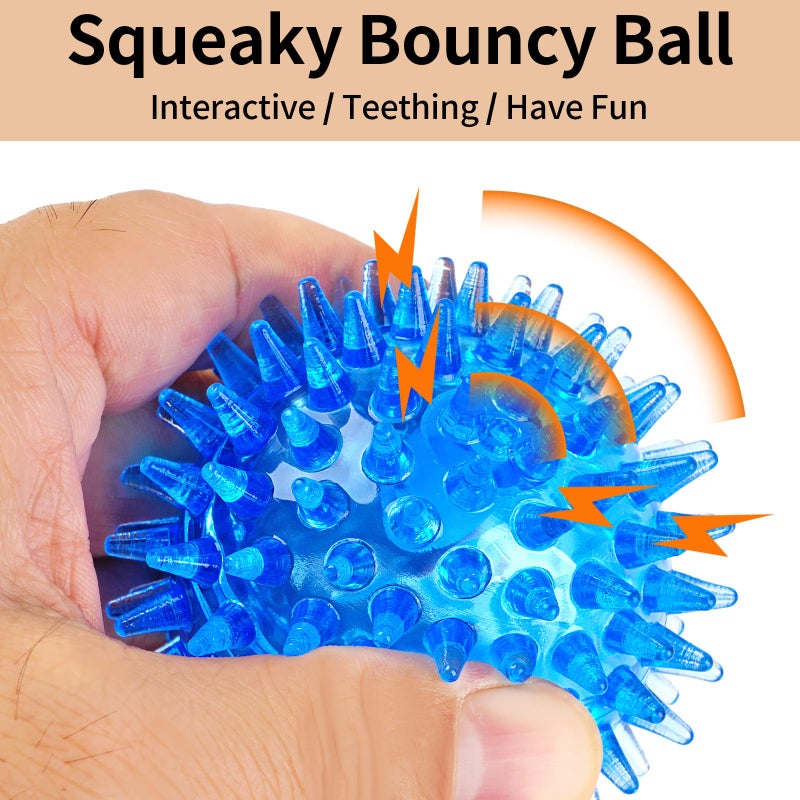 Mkobon 6 Pack Squeaky Spiky Dog Balls, Puppy Chew Toys for Teething, Food-Grade TPR Rubber Durable, Interactive Fetch Floating Dog Pool Ball Toy for Chewers for Small Medium (Small) - Image 4