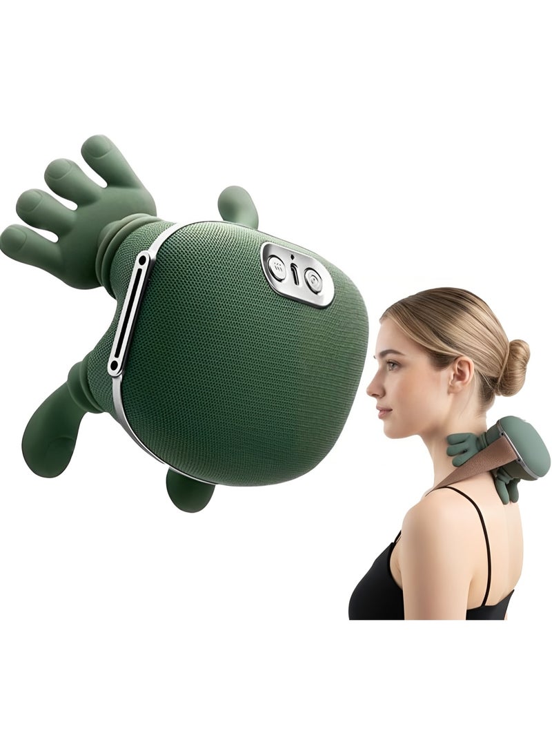 مدلك لاسلكي للرقبة والكتفين مع حرارة، تدليك شياتسو رباعي الأبعاد بعجن عميق، جهاز تدليك محمول وقابل لإعادة الشحن للرقبة والظهر والكتفين، مناسب للاستخدام في المنزل والمكتب - Image 1