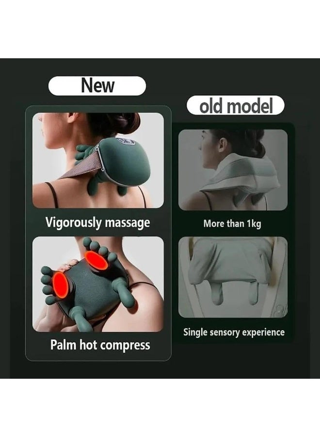مدلك لاسلكي للرقبة والكتفين مع حرارة، تدليك شياتسو رباعي الأبعاد بعجن عميق، جهاز تدليك محمول وقابل لإعادة الشحن للرقبة والظهر والكتفين، مناسب للاستخدام في المنزل والمكتب - Image 4