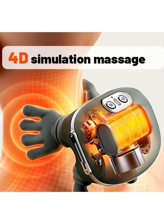 مدلك لاسلكي للرقبة والكتفين مع حرارة، تدليك شياتسو رباعي الأبعاد بعجن عميق، جهاز تدليك محمول وقابل لإعادة الشحن للرقبة والظهر والكتفين، مناسب للاستخدام في المنزل والمكتب - Image 5