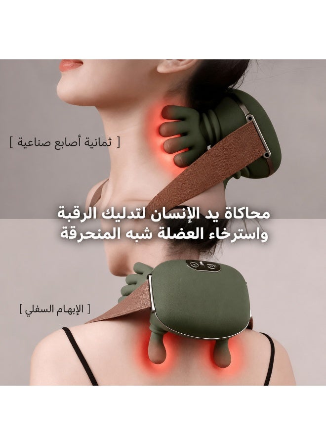 Cordless Neck and Shoulder Massager with Heat, Wearable 4D Deep Tissue Kneading Massage Pillow, Rechargeable Heating Shoulder Massager, 3 Massage Levels for Neck, Back, Traps and Legs, Compact Lightweight, Dark Green - Image 3