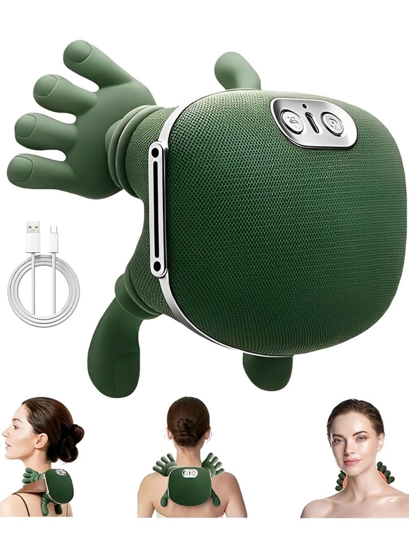 Cordless Neck and Shoulder Massager with Heat, Wearable 4D Deep Tissue Kneading Massage Pillow, Rechargeable Heating Shoulder Massager, 3 Massage Levels for Neck, Back, Traps and Legs, Compact Lightweight, Dark Green - Image 1