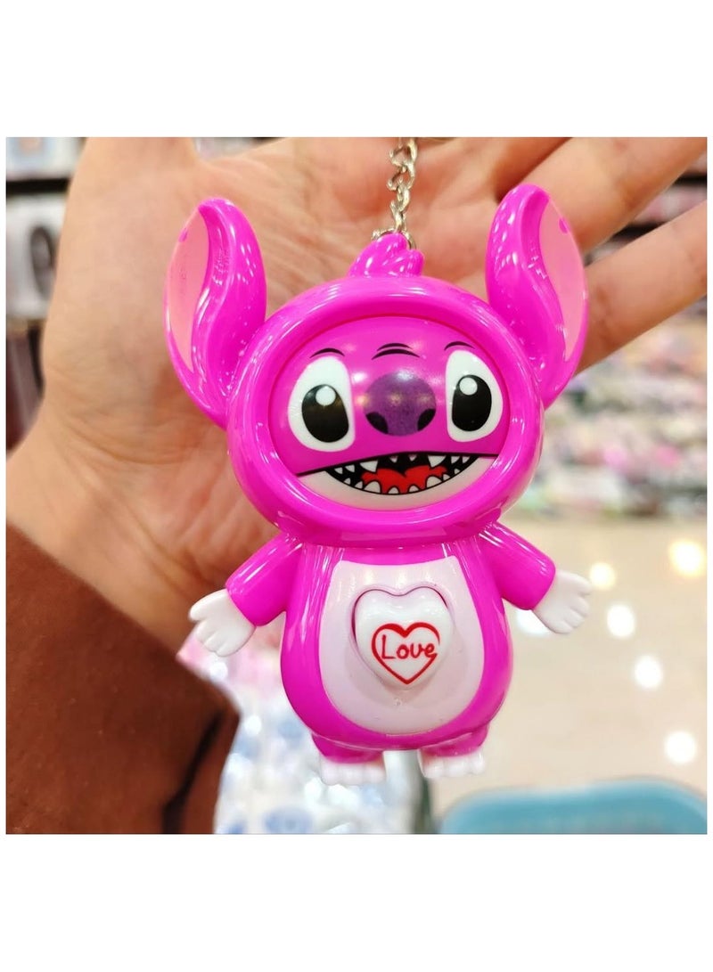 (2 pieces) Stitch Character Keychain - Face-Change Emoji Doll - Stress Relief Toy  The surprise keychain changes its face with the press of a button. Add a touch of fun to your keys or bag with this adorable interactive Stitch keychain. Perfect for keys or a bag decoration - a fun gift for kids and adults.  - Image 5