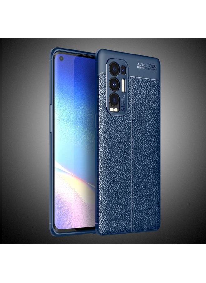 HuHa - Case Cover For OPPO Reno5 Pro Plus Litchi Texture TPU Shockproof Case Blue - Image 1