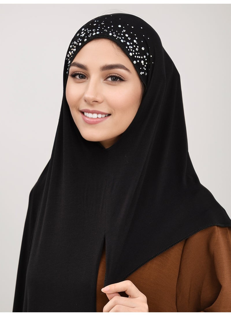 Instant Hijab for Women with Crystal Sequin Jersey Soft Full Cover Head Scarf  - Image 5