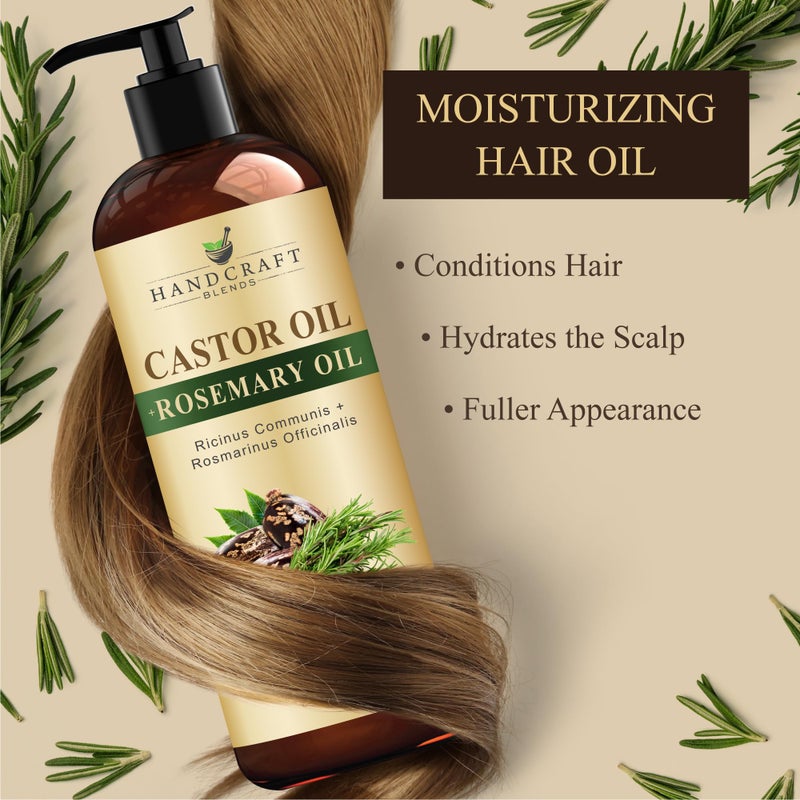 handcraft Blends زيت الخروع المخلوط بالروزماري 8 أونصة سائلة | 100% نقي وطبيعي | زيت ناقل من الدرجة الممتازة | للشعر والرموش والحواجب | للشعر والجسم - Image 4