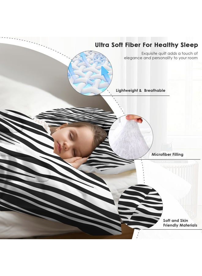 Pamnest Comforter Set Queen Size, Zebra Stripe Retro Soft Bedding for Kids and Adults, Tiger Black White Animal Comforter Set with Pillowcase, for Bedroom Bed Decor - Image 5