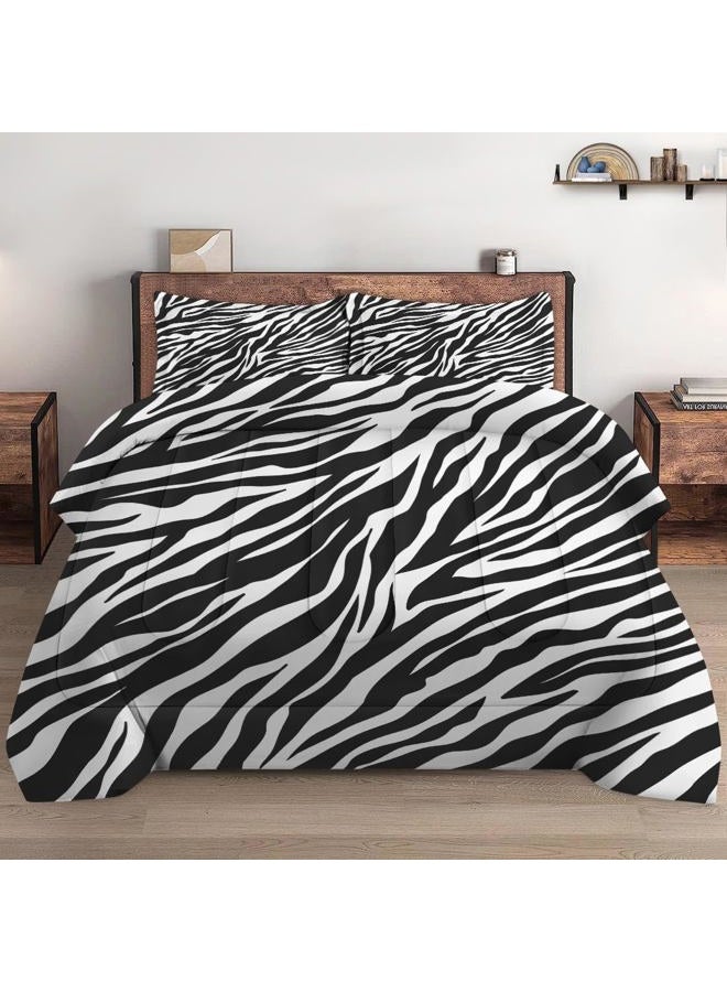 Pamnest Comforter Set Queen Size, Zebra Stripe Retro Soft Bedding for Kids and Adults, Tiger Black White Animal Comforter Set with Pillowcase, for Bedroom Bed Decor - Image 4