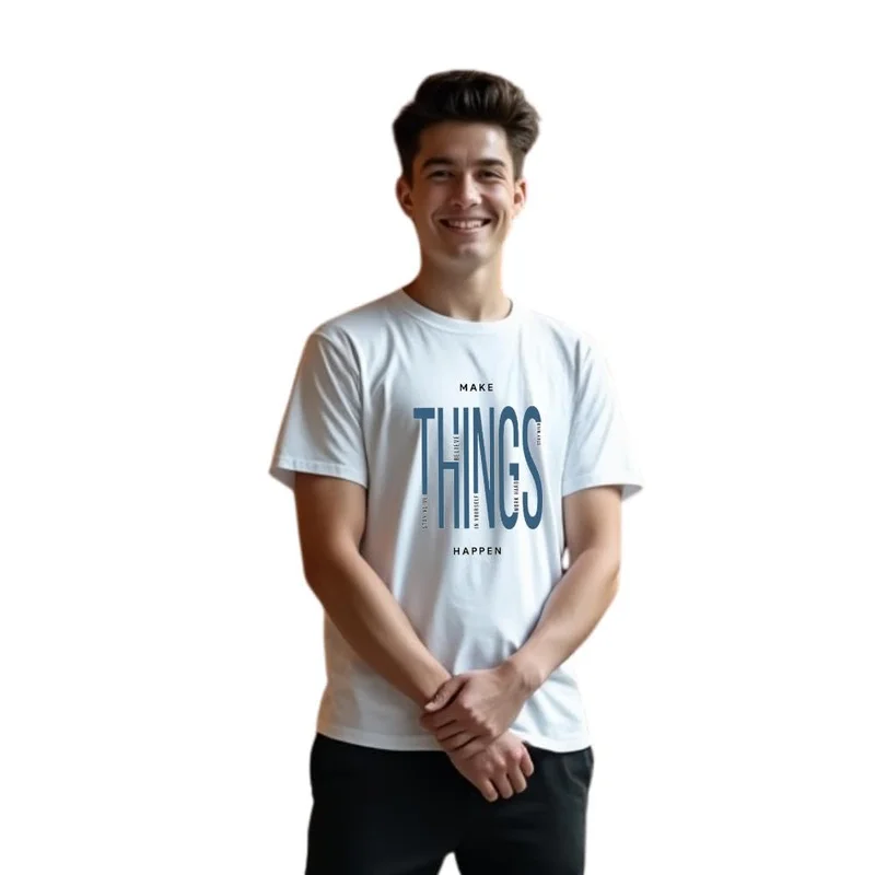 نوبيرو Men's White Cotton Regular Fit T-Shirt