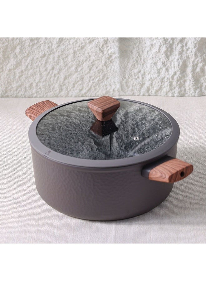 DANUBE HOME Chef's Delight Bistro Bliss Casserole with Lid – Non-Stick Cookware Pot for Cooking, Baking, Serving – Durable Casserole Dish for Kitchen, Gas & Induction 24x11CM - Brown - Image 1