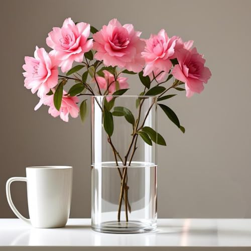 CYS Excel Clear Glass Cylinder Vase (H:9" D:4") Flower Vase Centerpieces Hurricane Floating Candle Holder - Image 3