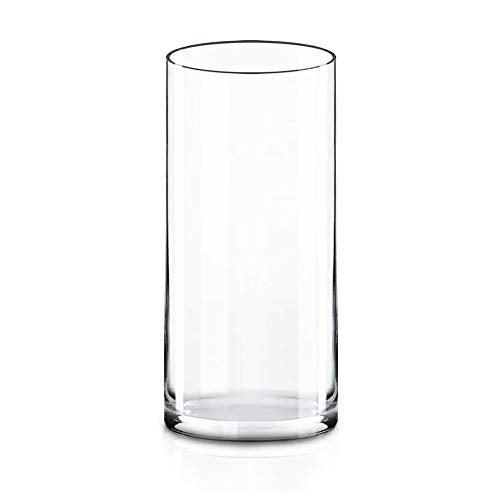 CYS Excel Clear Glass Cylinder Vase (H:9" D:4") Flower Vase Centerpieces Hurricane Floating Candle Holder - Image 1