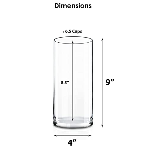 CYS Excel Clear Glass Cylinder Vase (H:9" D:4") Flower Vase Centerpieces Hurricane Floating Candle Holder - Image 2