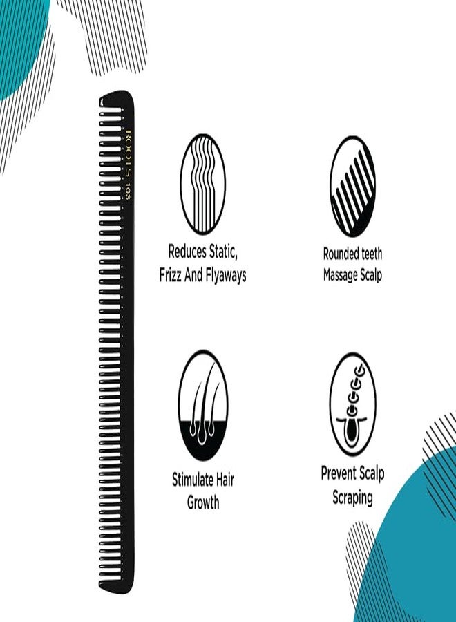 روتس - مشط صالون احترافي - مشط شعر أسود مصمم بأسنان سلسة - مناسب للرجال والنساء - صفف شعرك بسهولة - خفيف الوزن - عبوة من قطعة واحدة - رقم الموديل 103 - Image 5