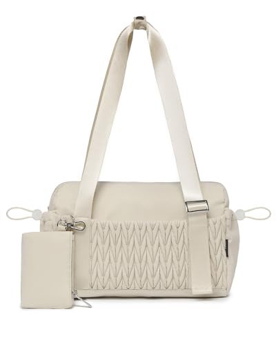 BAVERGE Small Gym Bag for Women Quilted Mini Tote with Wet Compartment and Coin Purse Cute Duffle Bag for Girls Workout Sport TravelBeige - Image 1
