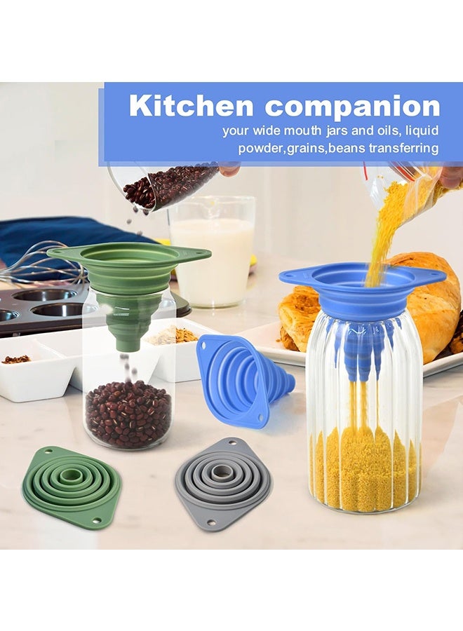 دبليو أف أف أو مجموعة قمع المطبخ 3 قطع - أقماع جديدة للاستخدام في المطبخ لملء الزجاجات، قمع سيليكون قابل للطي، أقماع صغيرة لملء الزجاجات الصغيرة، لنقل السوائل لزجاجات المياه (3 ألوان) - Image 5