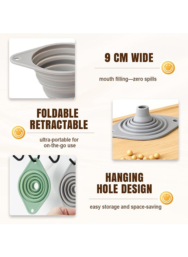 دبليو أف أف أو مجموعة قمع المطبخ 3 قطع - أقماع جديدة للاستخدام في المطبخ لملء الزجاجات، قمع سيليكون قابل للطي، أقماع صغيرة لملء الزجاجات الصغيرة، لنقل السوائل لزجاجات المياه (3 ألوان) - Image 4