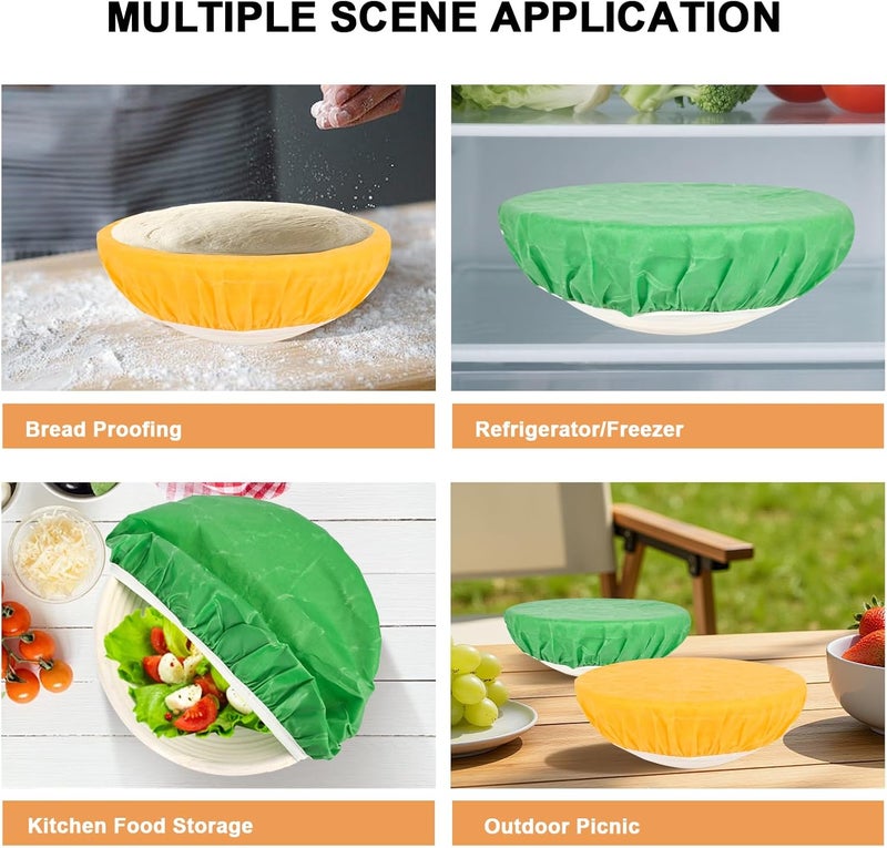 BERBAM Reusable Bowl Covers for Bread Proofing（2 Large）- Cotton Beeswax Bowl Covers Reusable with Elastic Rim, Sourdough Bowl Cover for Food Storage and Food Preservation (10INCH)（Solid color） - Image 5
