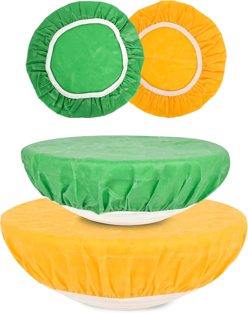 BERBAM Reusable Bowl Covers for Bread Proofing（2 Large）- Cotton Beeswax Bowl Covers Reusable with Elastic Rim, Sourdough Bowl Cover for Food Storage and Food Preservation (10INCH)（Solid color） - Image 1